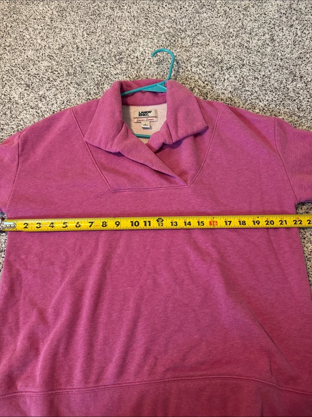 Lands' End Raspberry Pink Shawl-Collar Pullover Sweatshirt